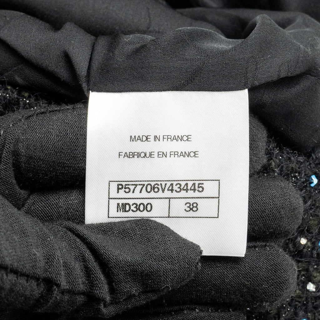 Chanel Size 38 Shining Crystal Tweed Dress Coat Wool/Acrylic Black/Multicolour