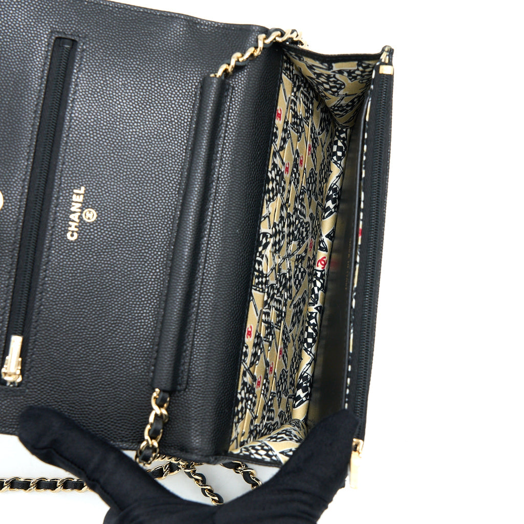 Chanel 23C Giant CC Logo Wallet on Chain Caviar Black L (Microchip)