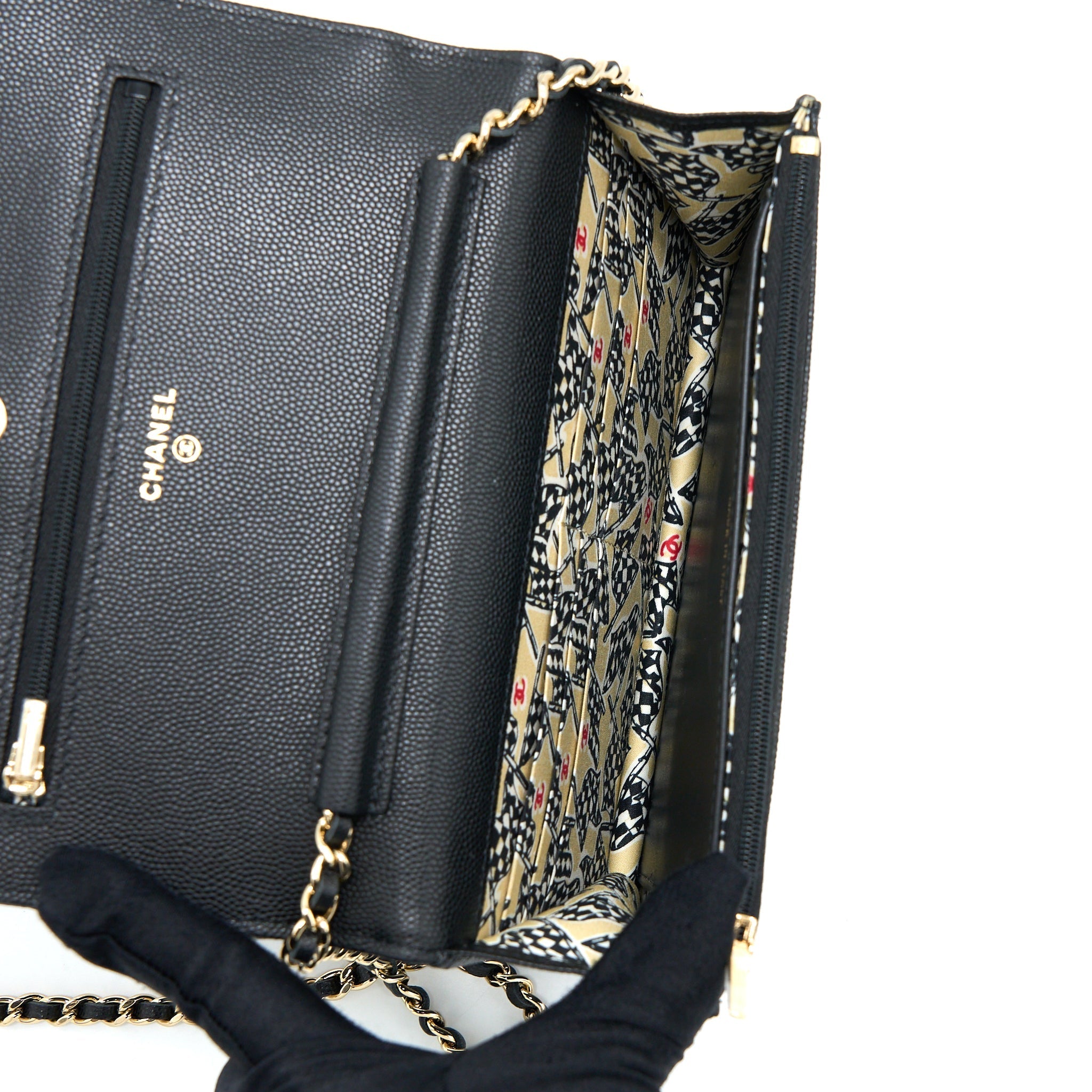 Chanel 23C Giant CC Logo Wallet on Chain Caviar Black L (Microchip)