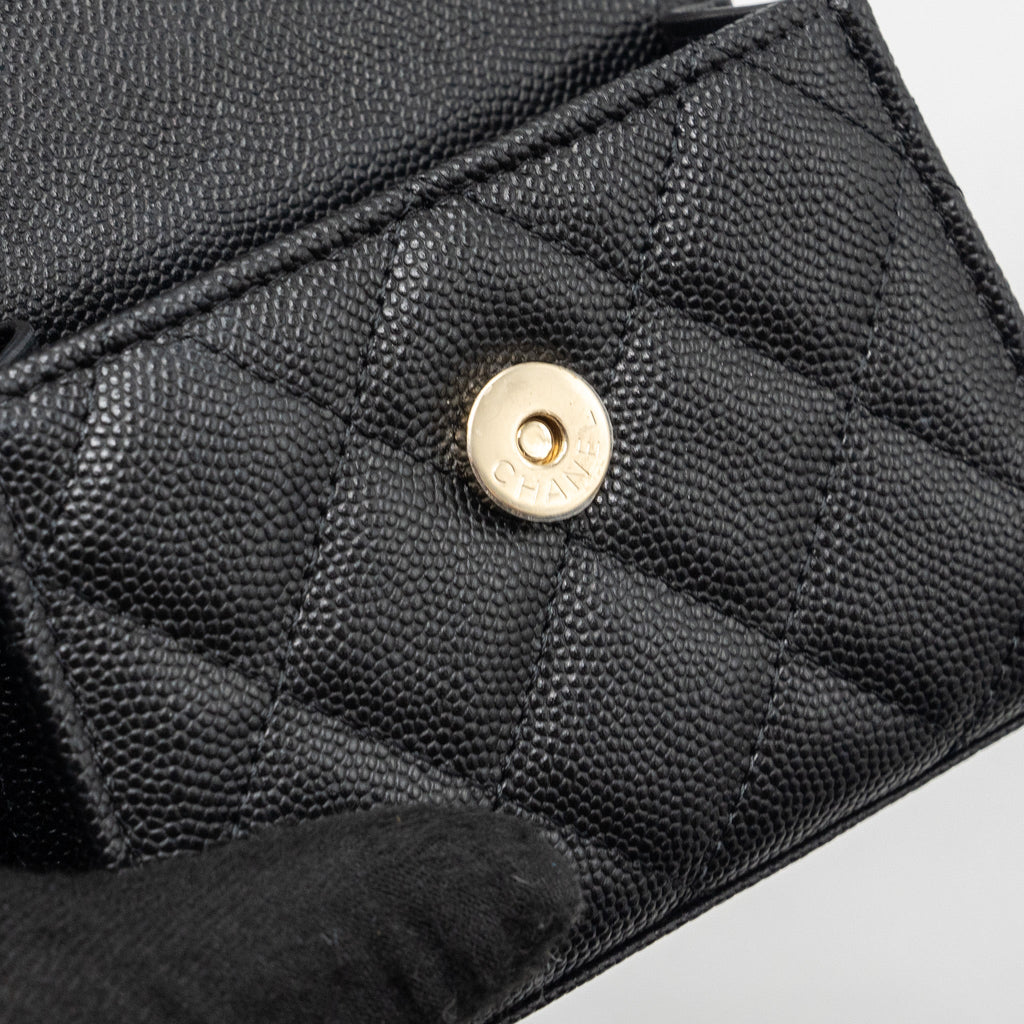 Chanel Top Handle Mini Flap Bag Caviar Black L (Microchip)