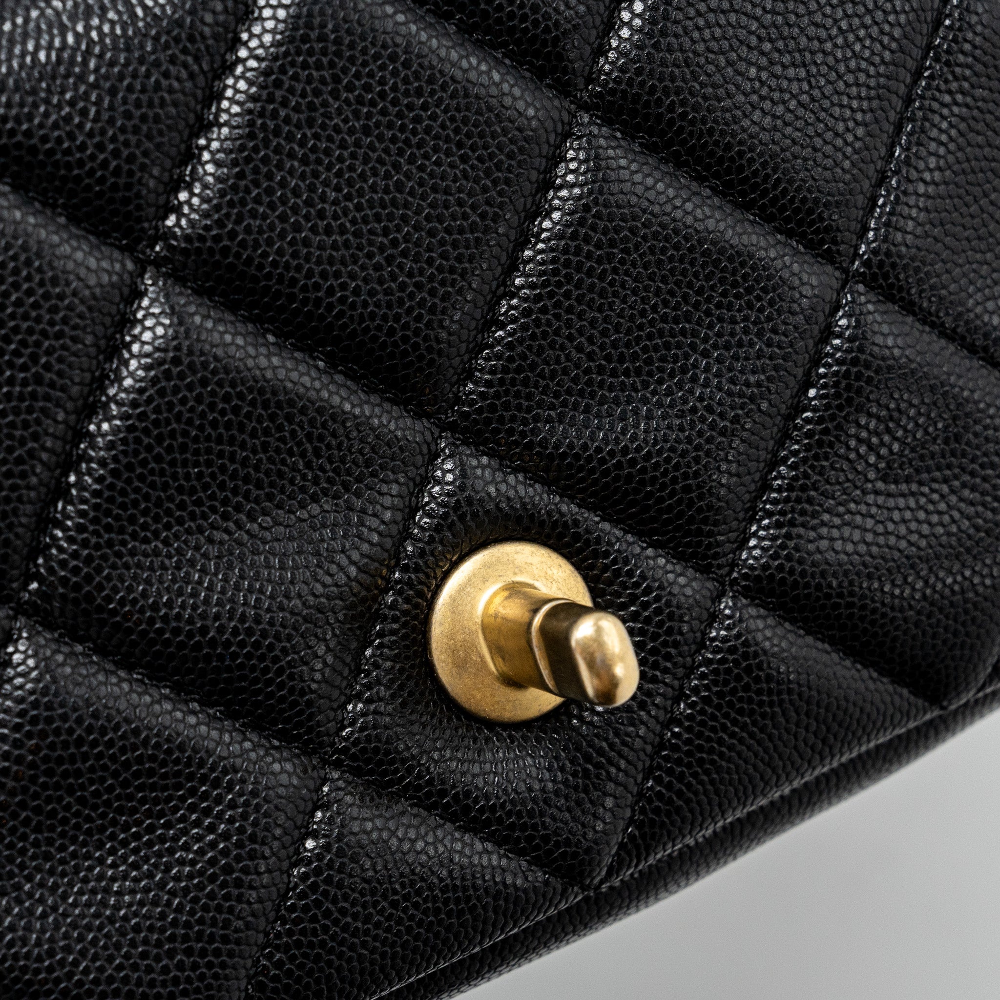 CHANEL Mini twist your button square flap bag caviar BLACK