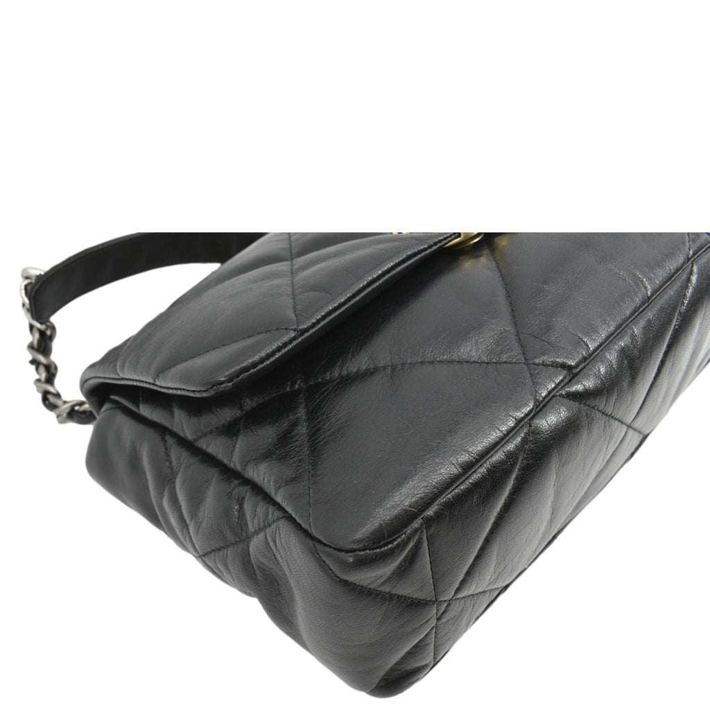 CHANEL 19 Medium Quilted Lambskin Leather Flap Shoulder Bag Black