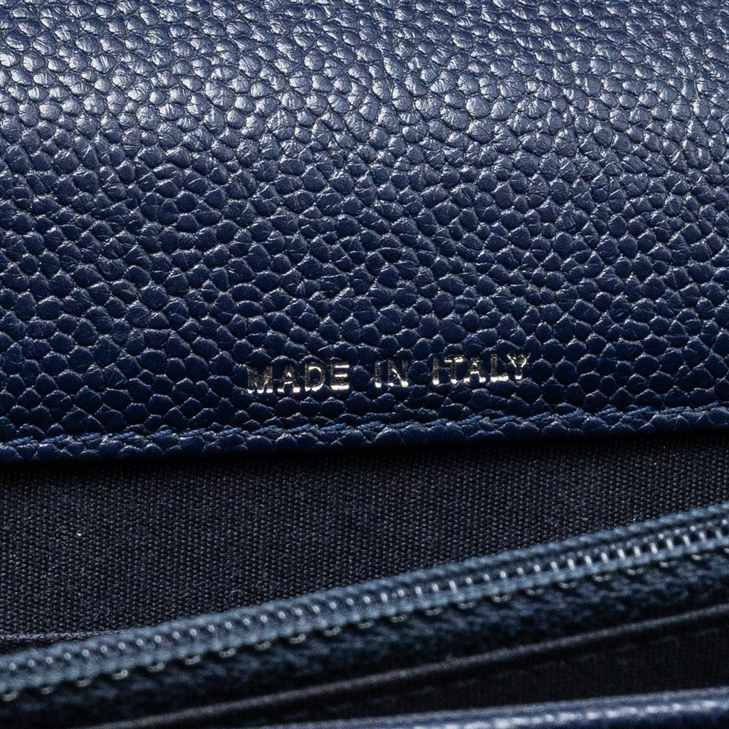 CHANEL Square Chevron Wallet On Chain Navy Caviar Navy