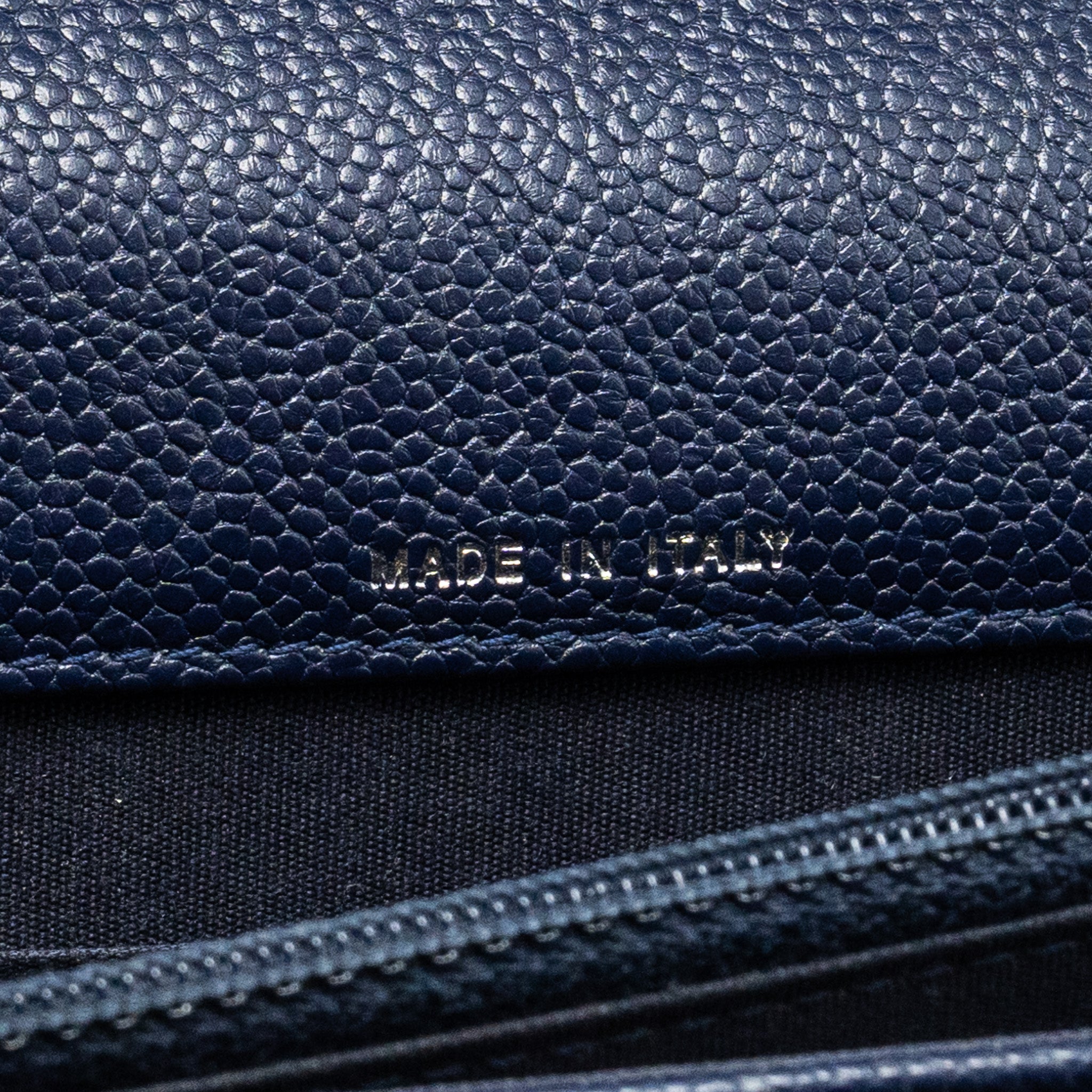 CHANEL Square Chevron Wallet On Chain Navy Caviar Navy