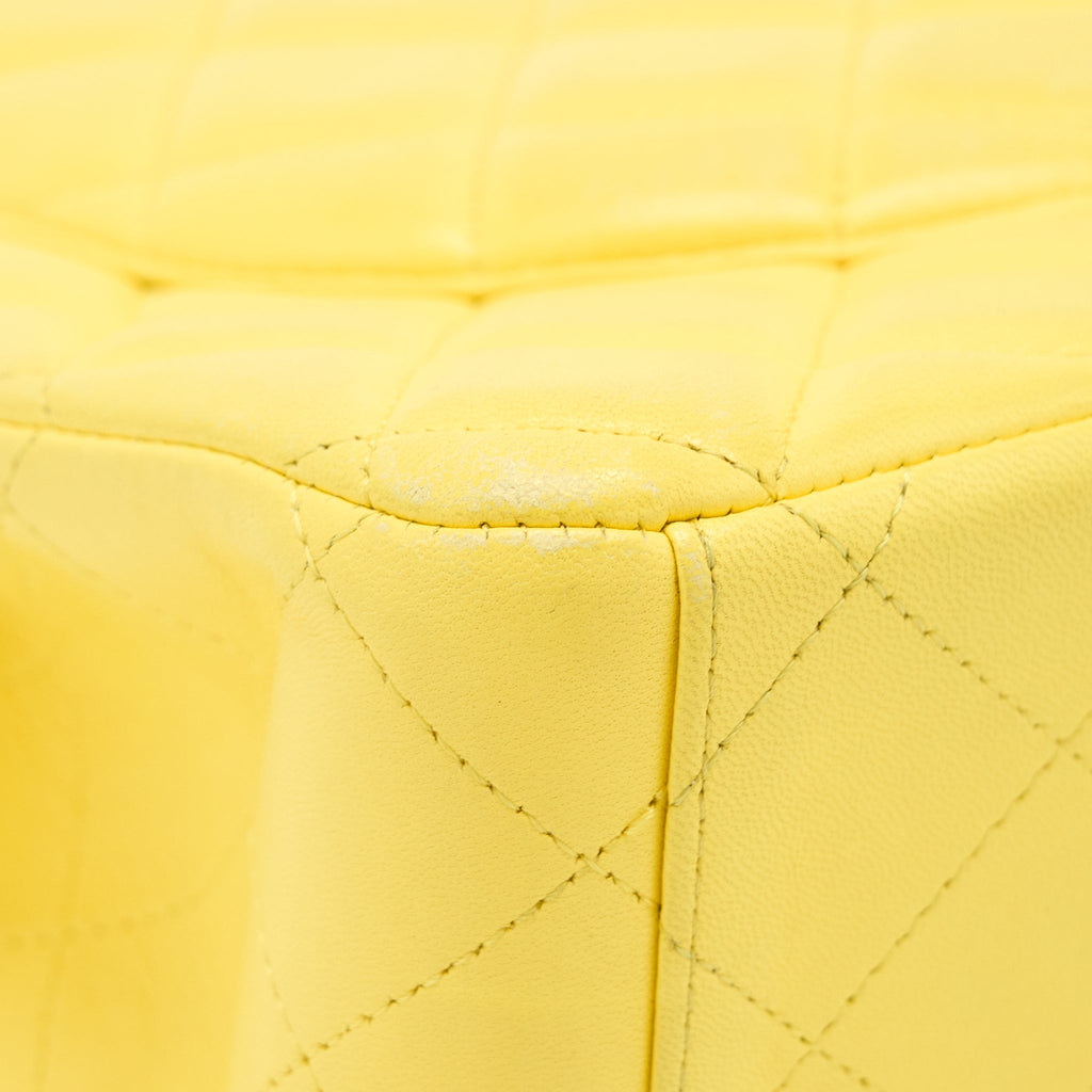 Chanel Maxi Classic Double Flap Bag Lambskin Yellow L