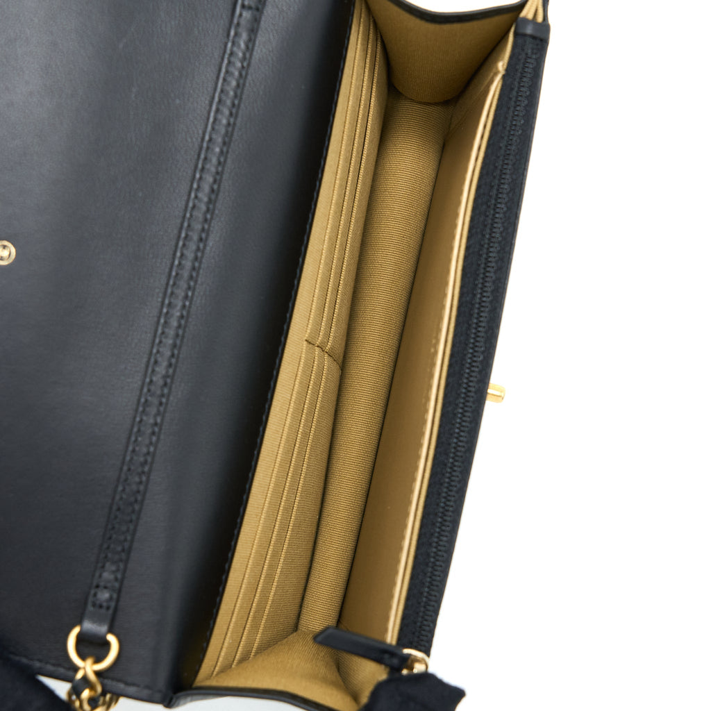 Chanel Pearl Crush Wallet On Chain Lambskin Black Brushed  (Microchip)