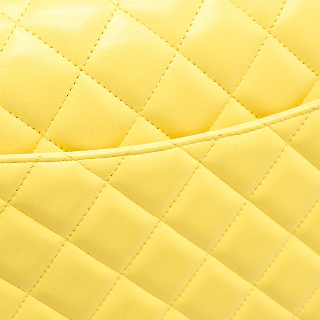 Chanel Maxi Classic Double Flap Bag Lambskin Yellow L