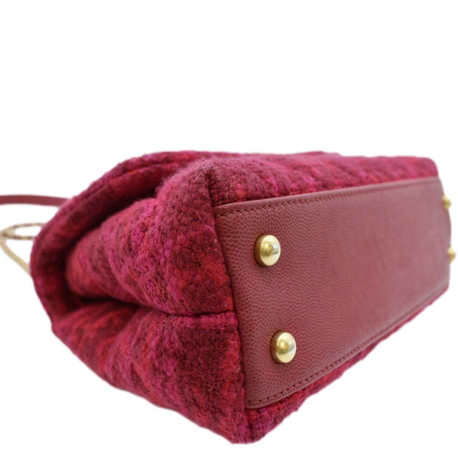 CHANEL Coco Top Handle Tweed Shoulder Bag Pink