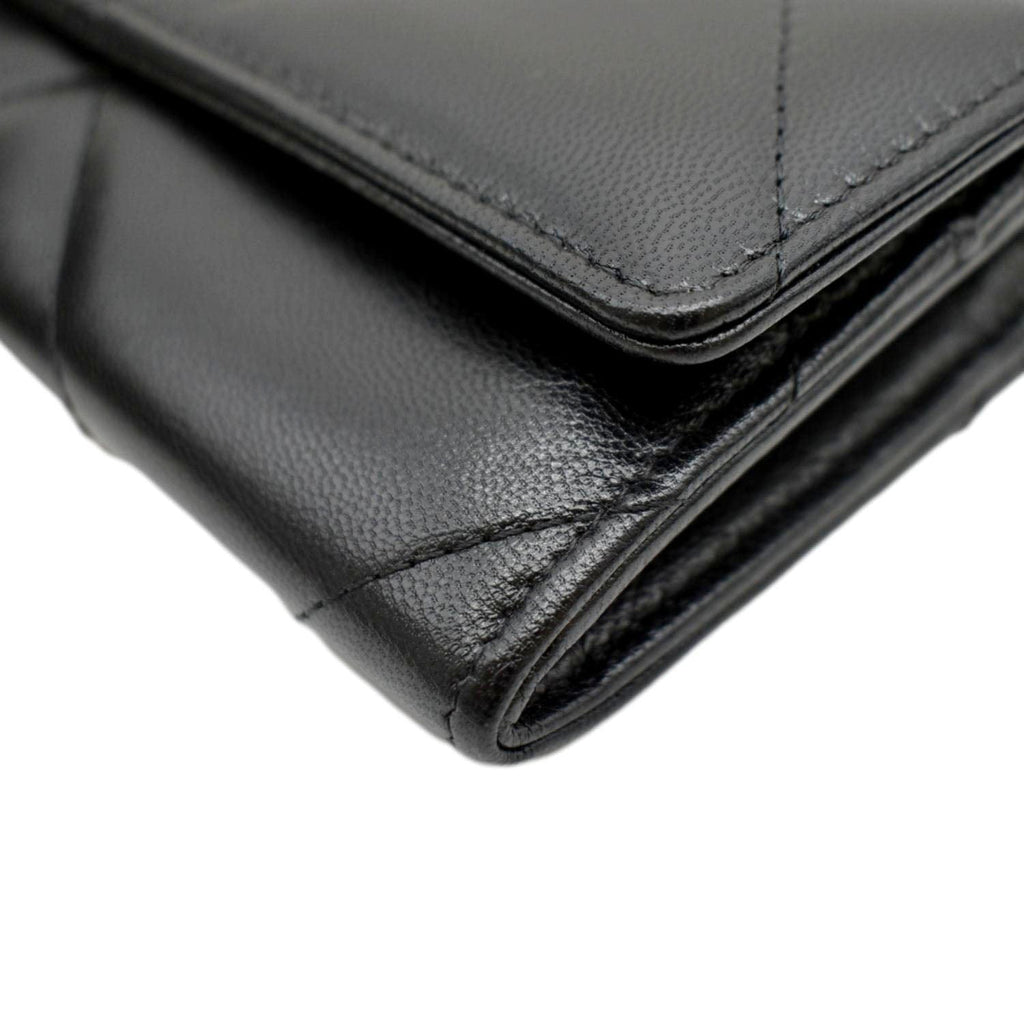 CHANEL 19 Quilted Leather Long Flap Wallet Black