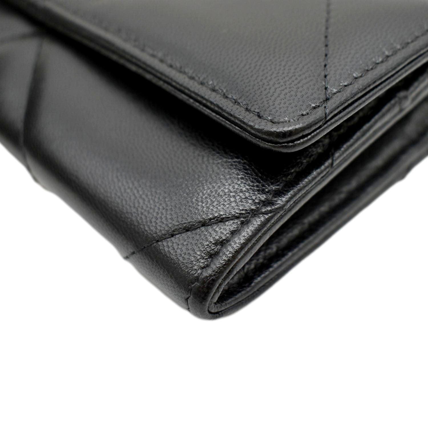 CHANEL 19 Quilted Leather Long Flap Wallet Black
