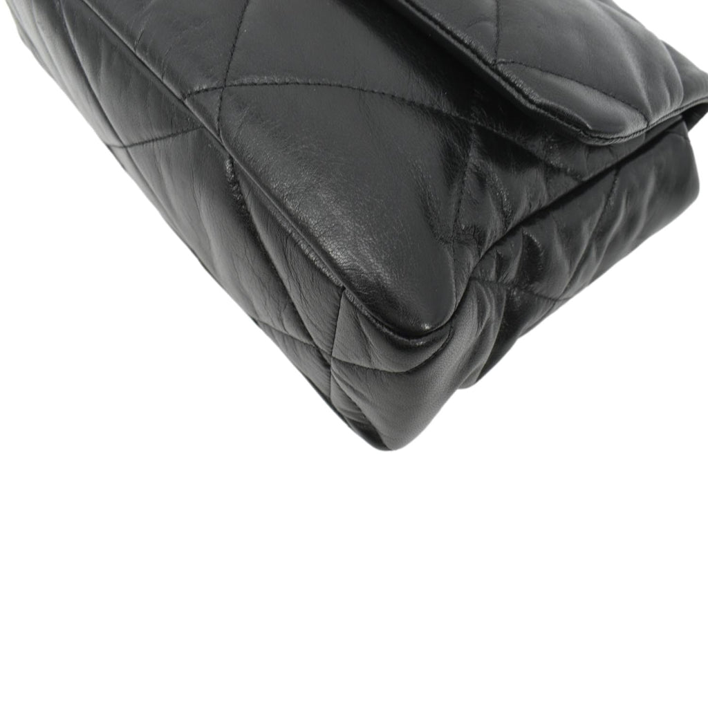 CHANEL 19 Medium Quilted Lambskin Leather Flap Shoulder Bag Black