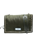 PRADA Tessuto Studded Etiquette Nylon Shoulder Bag Olive Green