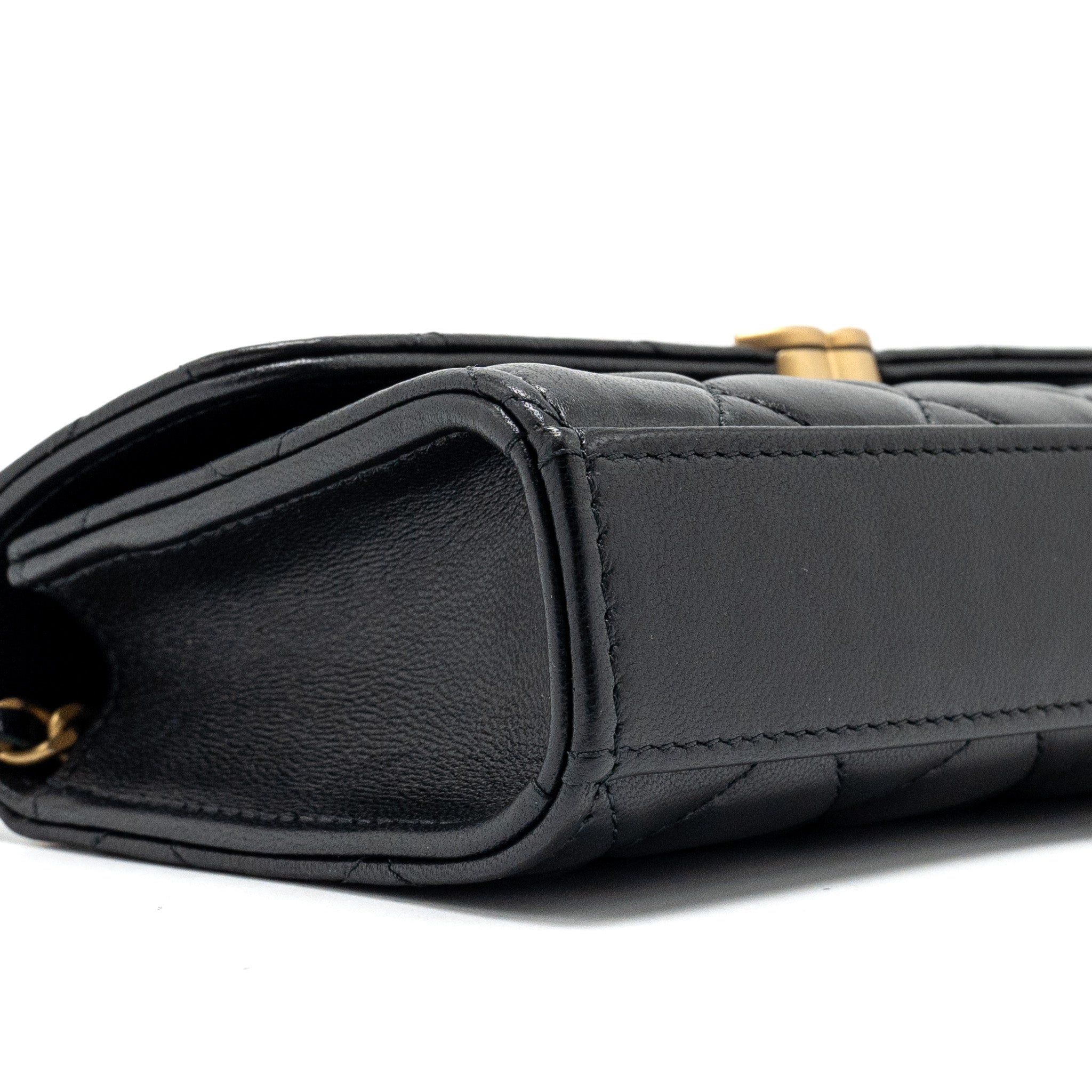 Chanel 22b Enamel Top Handle Flap Bag Lambskin Black  (Microchip)