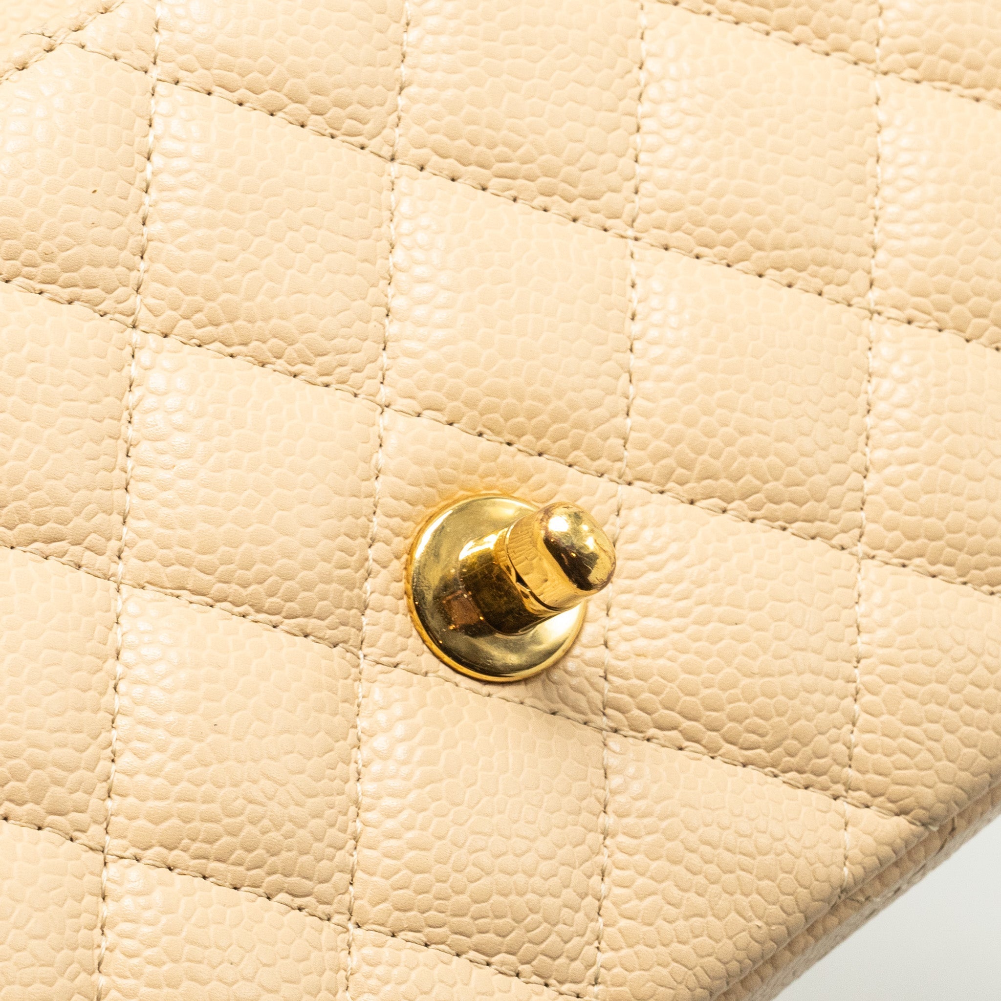 Chanel East-West Flap Shoulder Bag Caviar Beige
