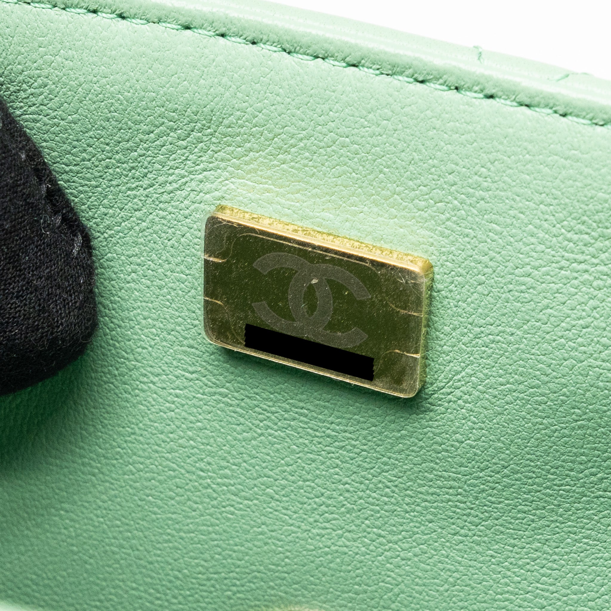 Chanel Top handle mini rectangular flap bag lambskin light green L (microchip)