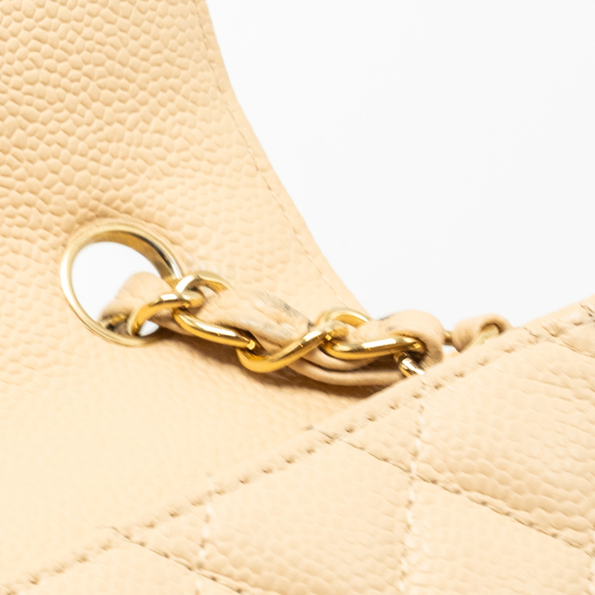 Chanel East-West Flap Shoulder Bag Caviar Beige