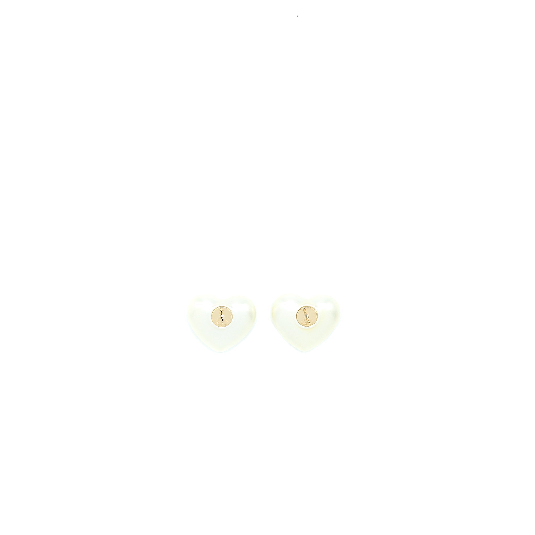 Chanel Heart CC Logo Earrings Light Gold Tone