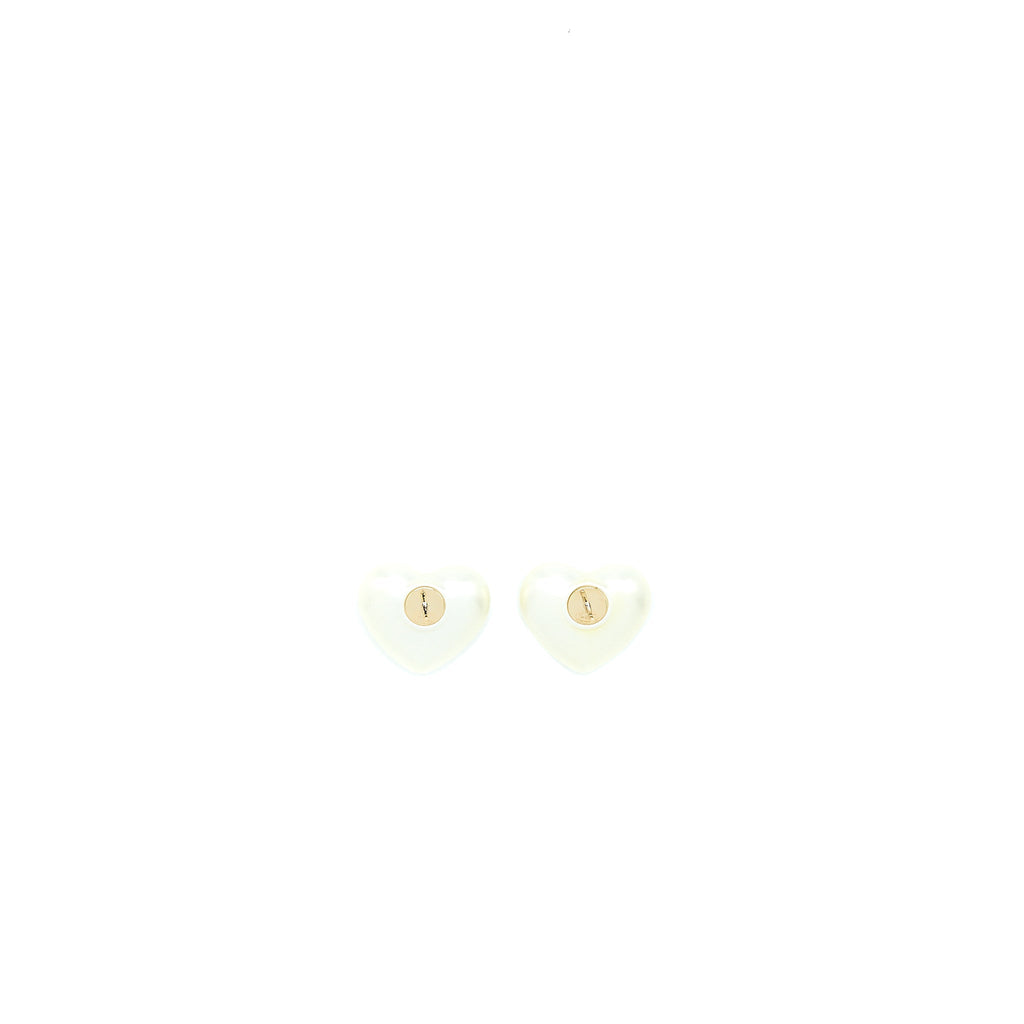 Chanel Heart With CC Logo Earrings Light Gold Tone