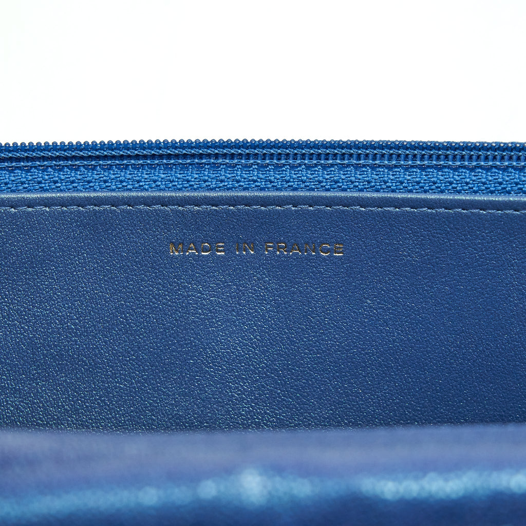 Chanel Classic Wallet On Chain Caviar Iridescent Blue L