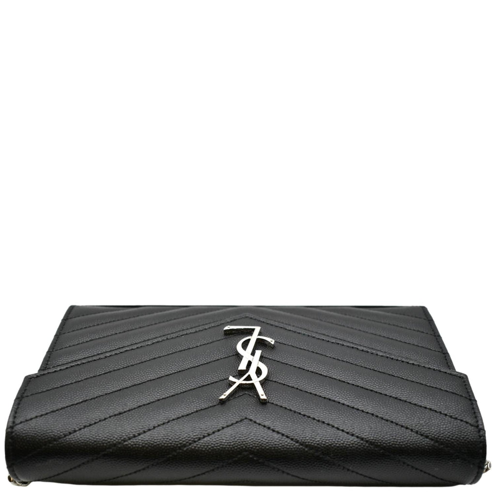 YVES SAINT LAURENT Wallet on Chain Leather Shoulder Bag Black