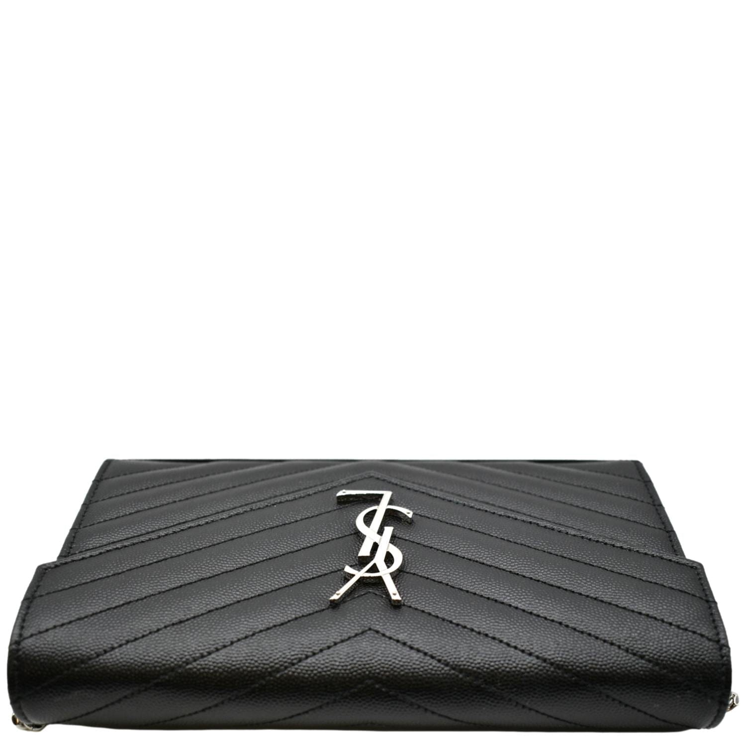 YVES SAINT LAURENT Wallet on Chain Leather Shoulder Bag Black