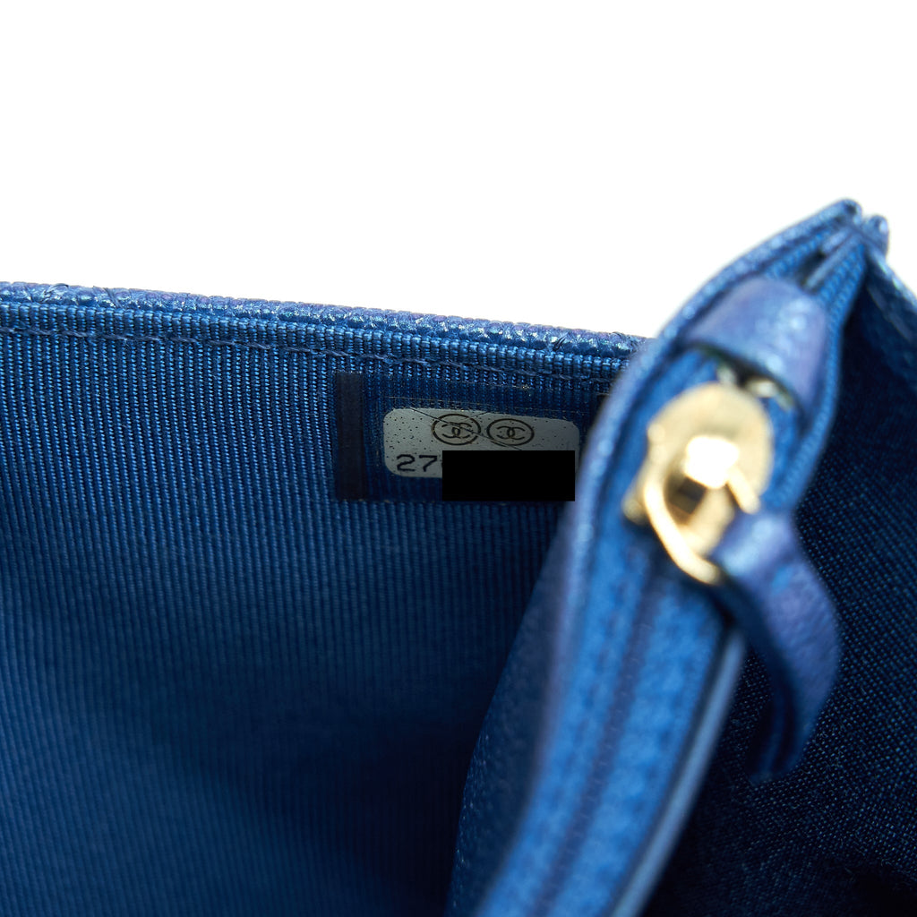 Chanel Classic Wallet On Chain Caviar Iridescent Blue L