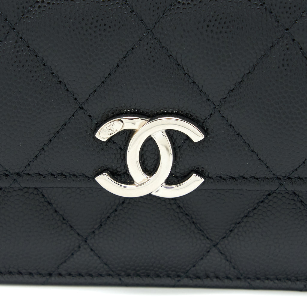 Chanel Detailed Top Handle Mini Flap Bag with Chain Caviar Black