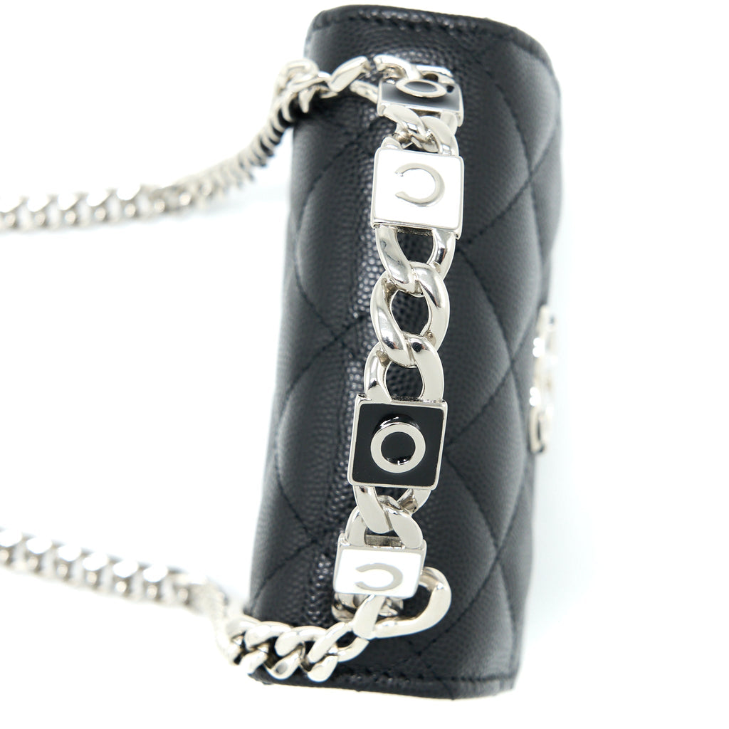 Chanel Detailed Top Handle Mini Flap Bag with Chain Caviar Black