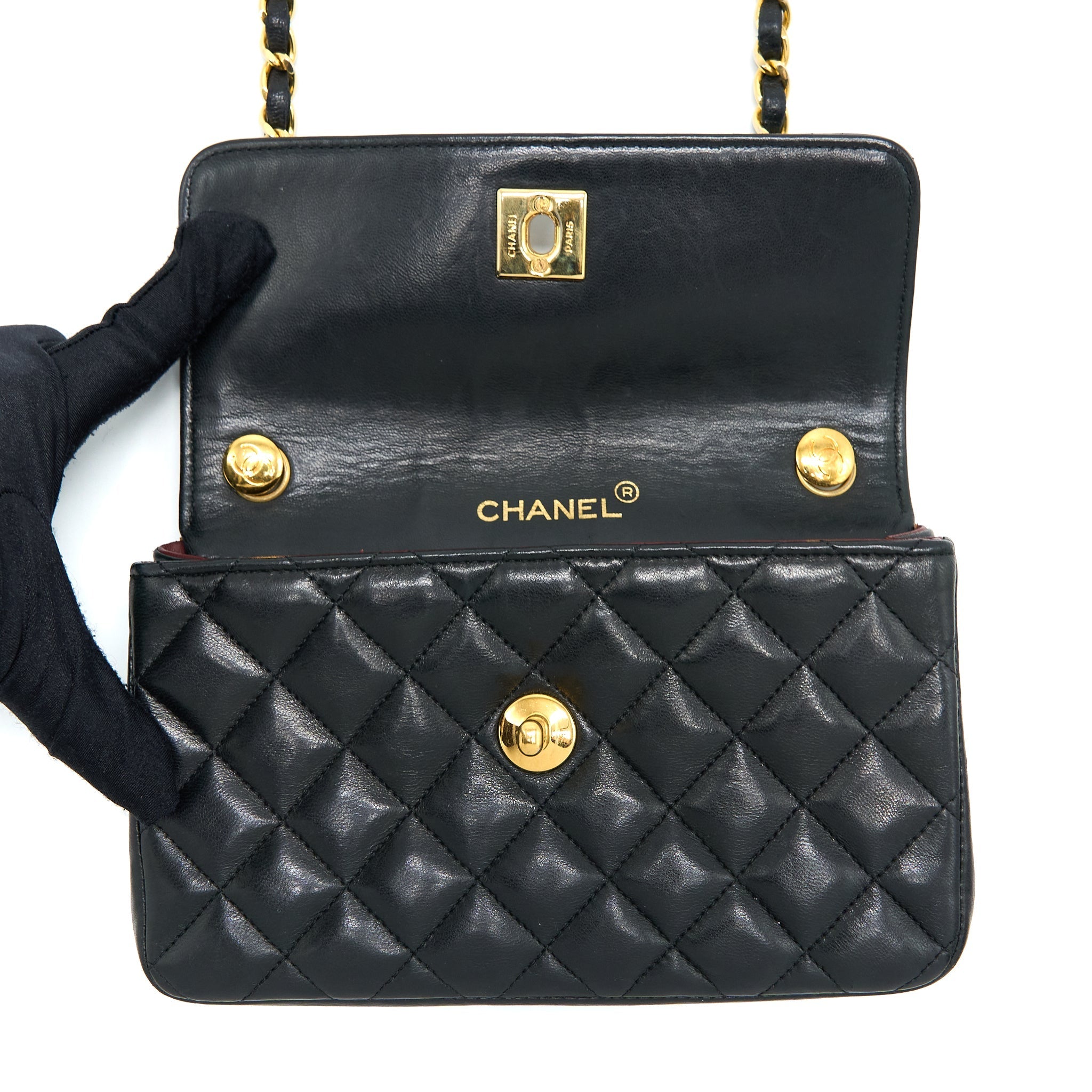 Chanel Vintage Mini Flap Bag Lambskin Black