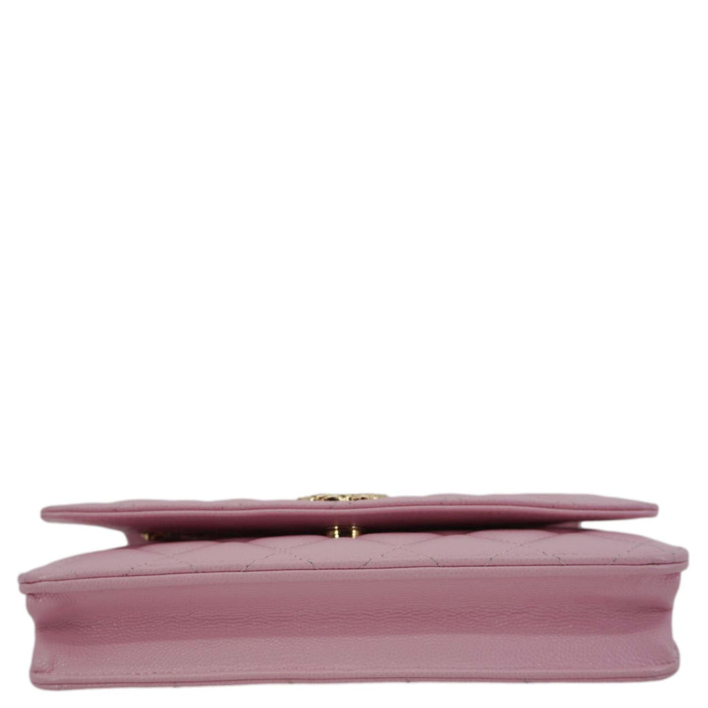 CHANEL Wallet On Chain Quilted Caviar Leather Crossbody Bag Pink
