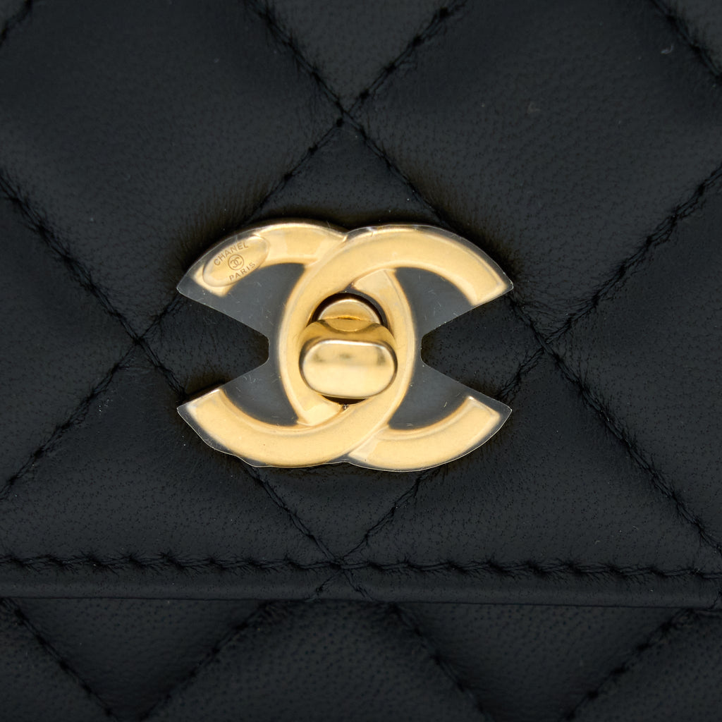 Chanel Pearl Crush Wallet on Chain Lambskin Black  (Microchip)