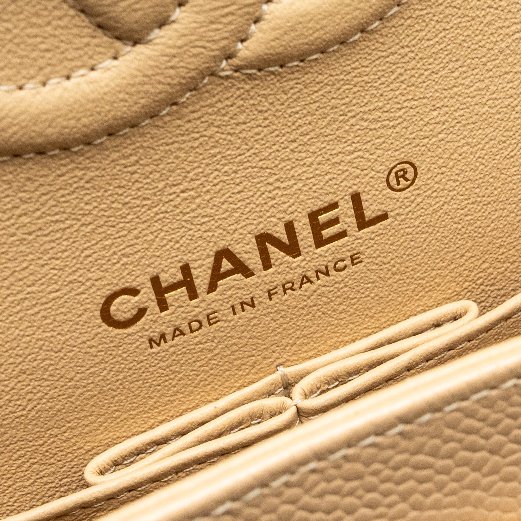 Chanel Medium Classic Double Flap Bag Caviar Beige