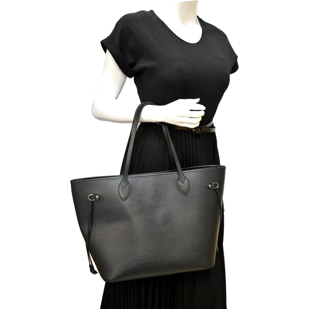 LOUIS VUITTON Neverfull Epi Leather Tote Shoulder Bag Black