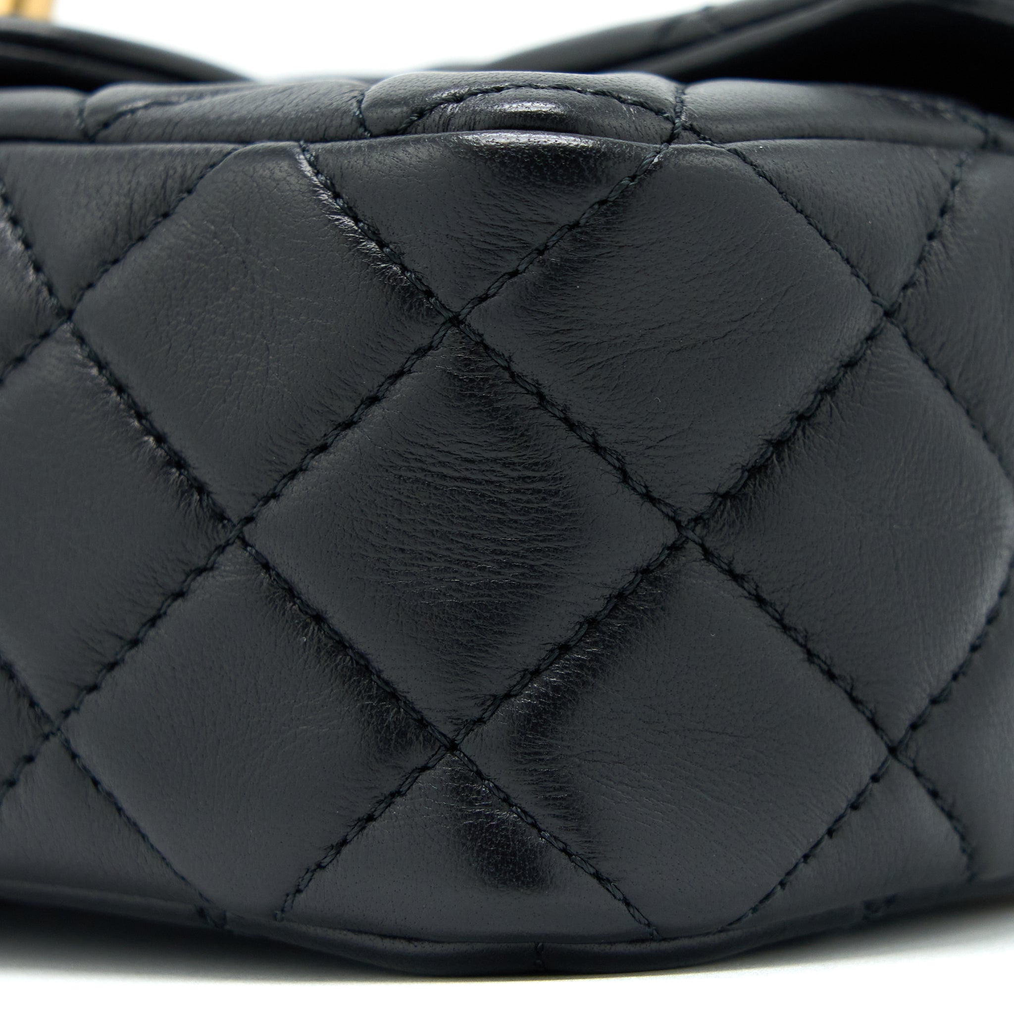 Chanel Pearl Crush Mini Rectangular Flap Bag Lambskin Black