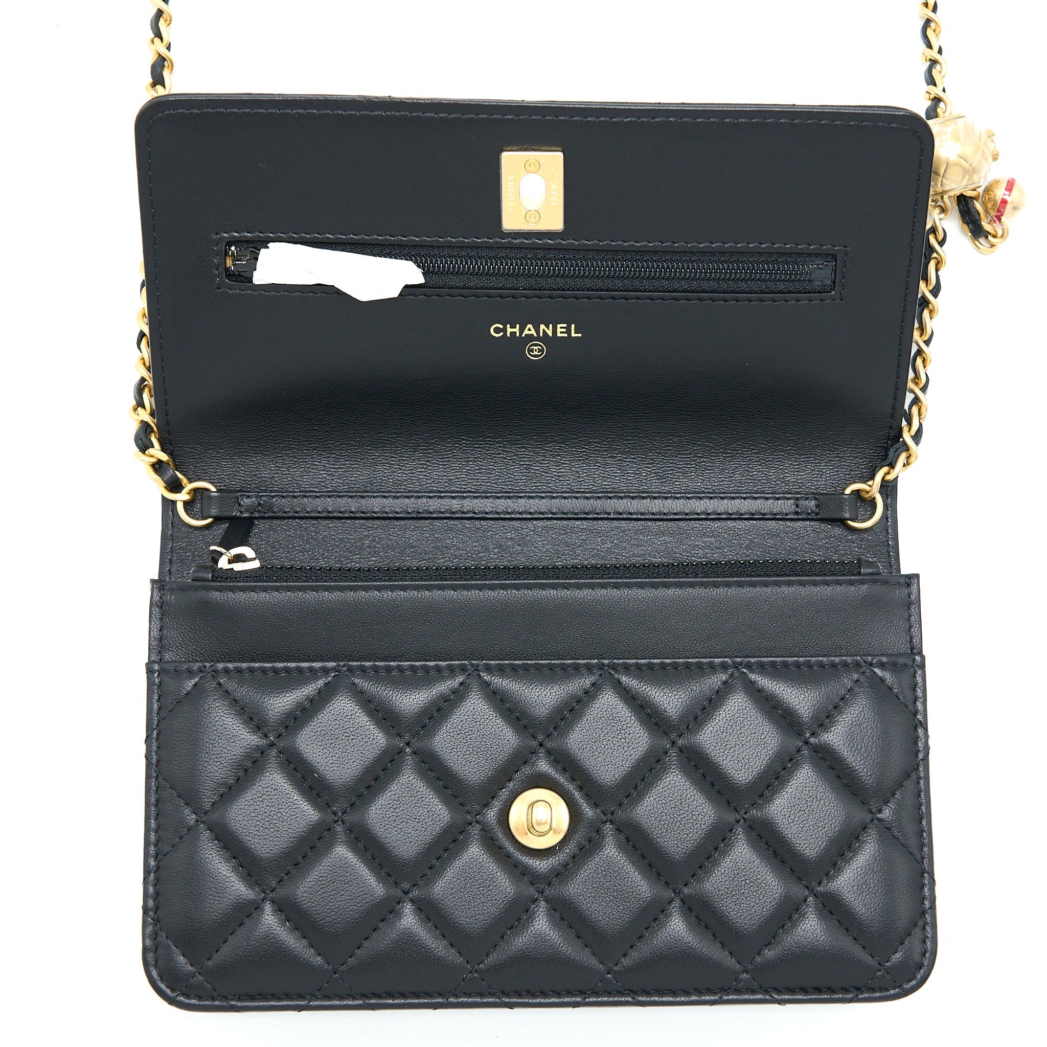 Chanel Pearl Crush Wallet on Chain Lambskin Black  (Microchip)