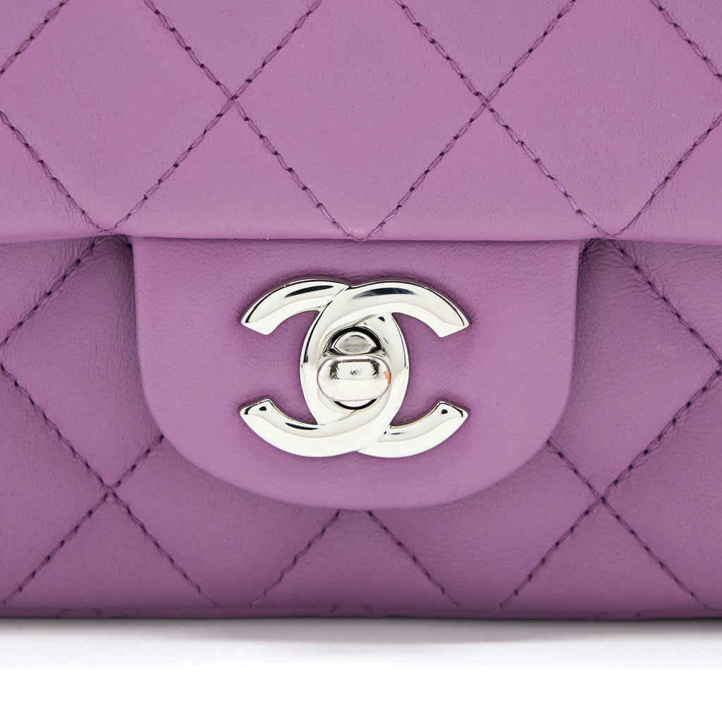 Chanel Mini Rectangular Flap Bag Lambskin Purple