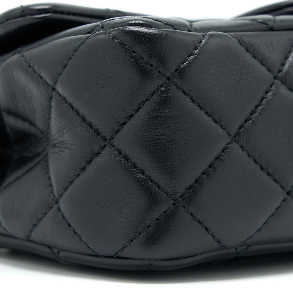 Chanel Pearl Crush Mini Rectangular Flap Bag Lambskin Black