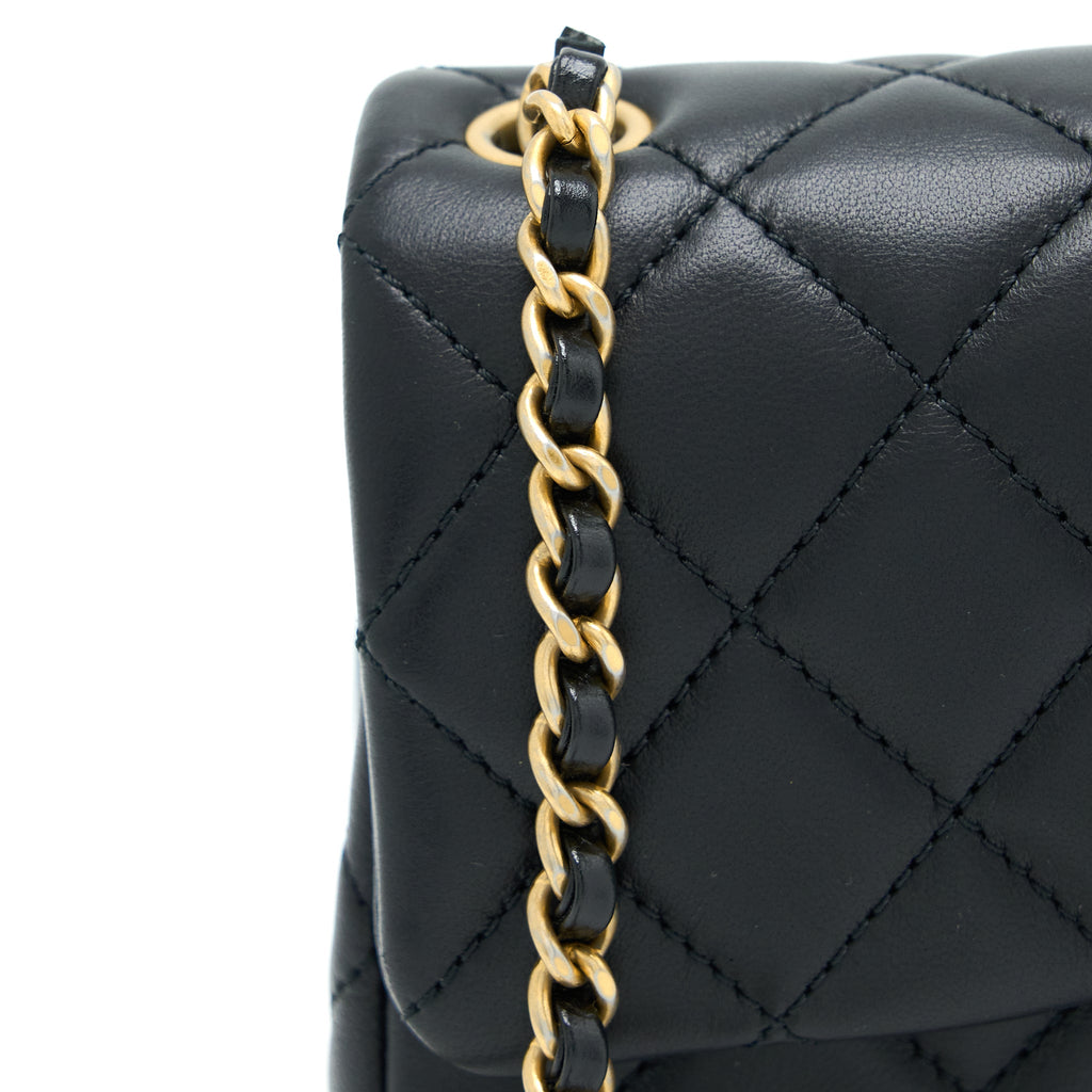 Chanel Pearl Crush Mini Rectangular Flap Bag Lambskin Black
