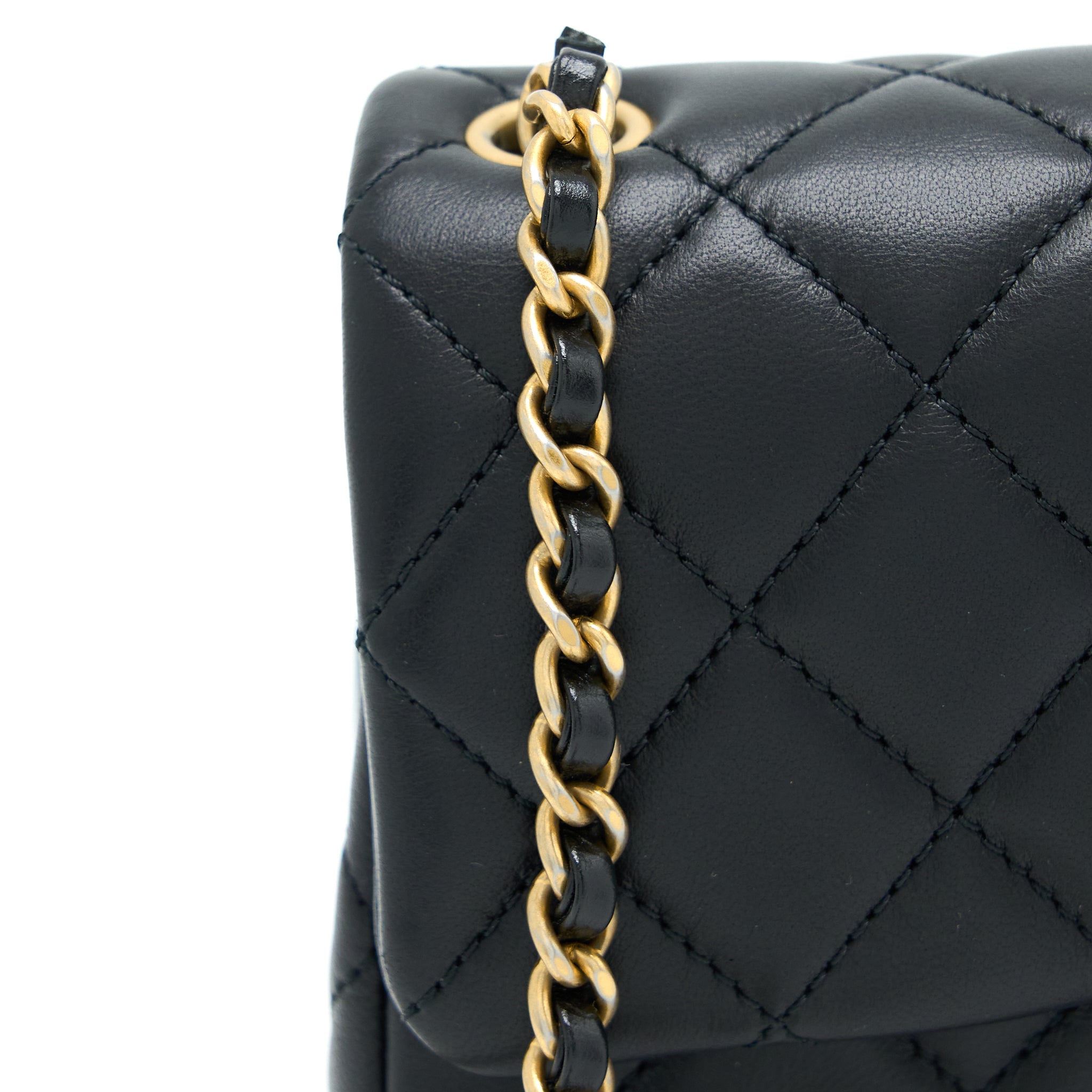 Chanel Pearl Crush Mini Rectangular Flap Bag Lambskin Black