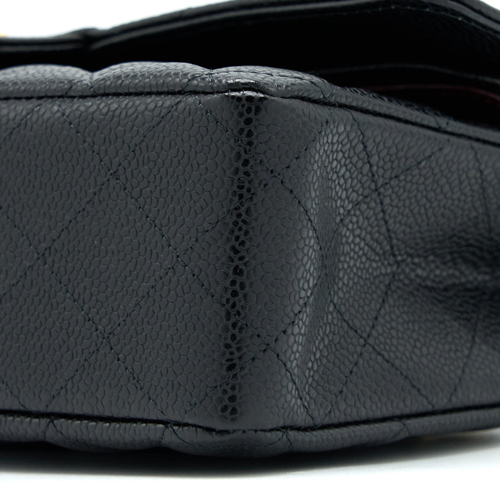 Chanel Medium Classic Double Flap Bag Caviar Black  (Microchip)