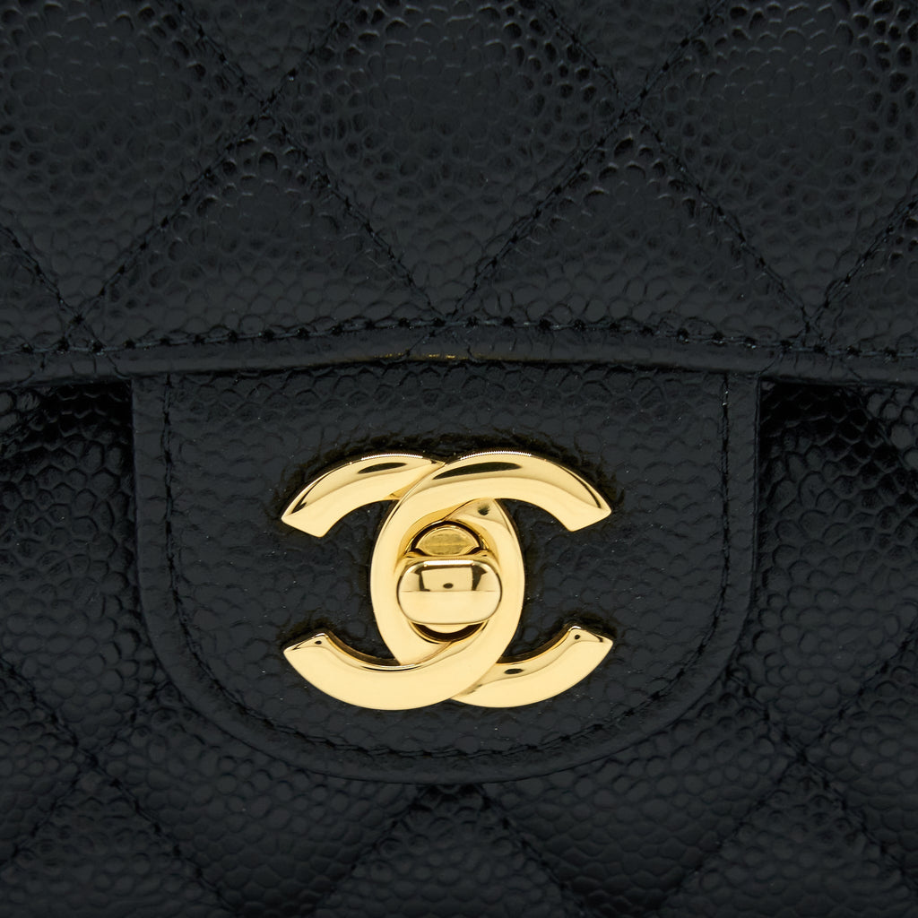 Chanel Medium Classic Double Flap Bag Caviar Black  (Microchip)
