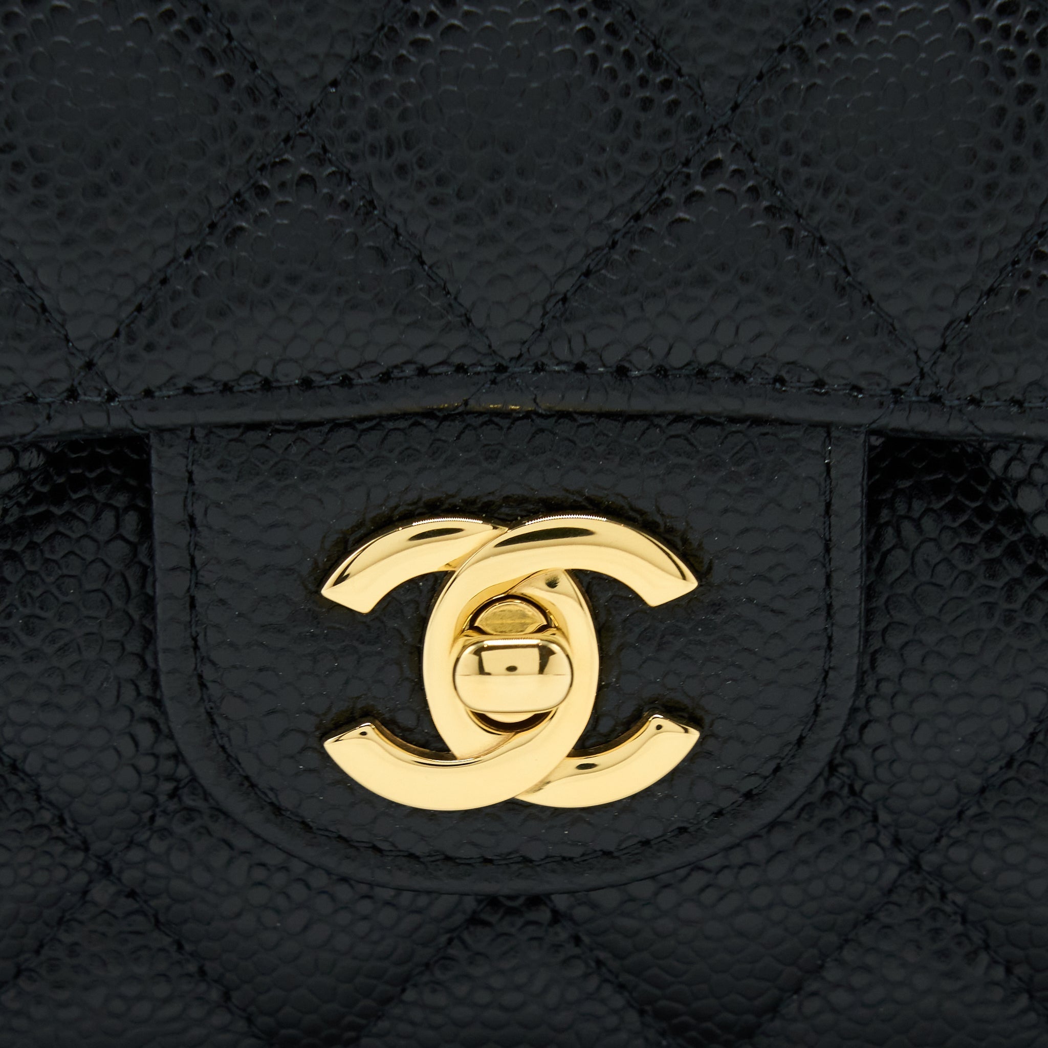 Chanel Medium Classic Double Flap Bag Caviar Black  (Microchip)
