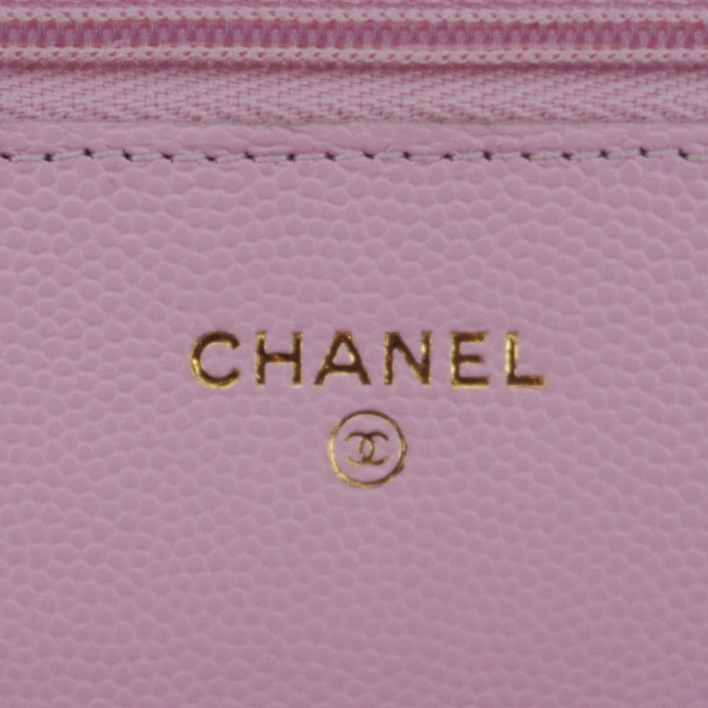 CHANEL Wallet On Chain Quilted Caviar Leather Crossbody Bag Pink