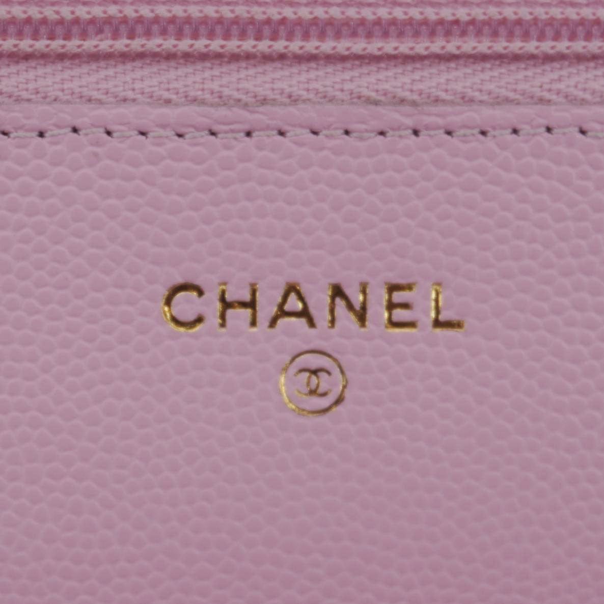 CHANEL Wallet On Chain Quilted Caviar Leather Crossbody Bag Pink