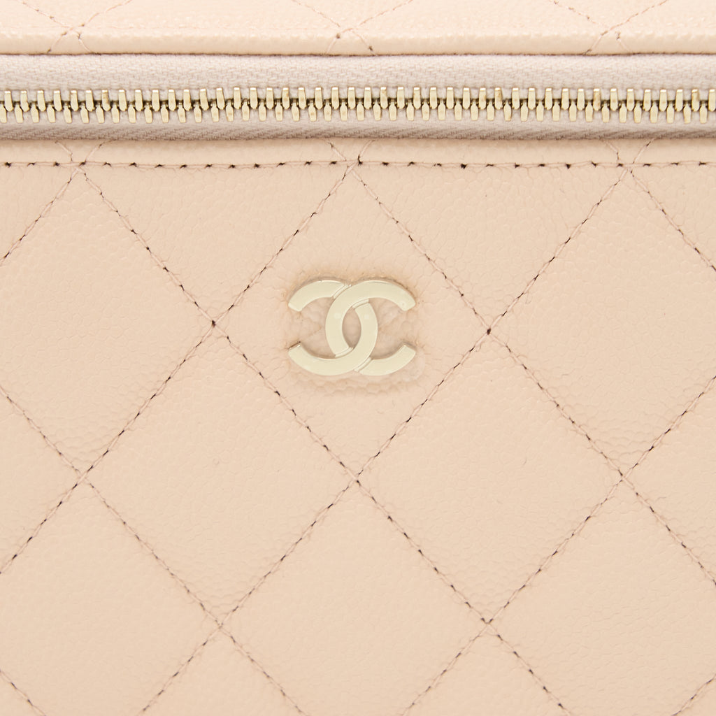 Chanel Long Vanity Case Caviar Light Pink L
