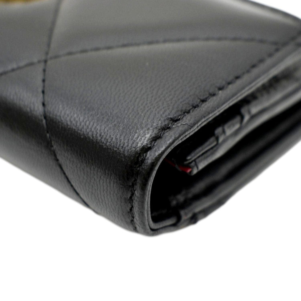 CHANEL 19 Quilted Leather Long Flap Wallet Black