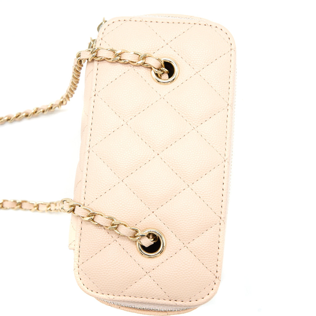 Chanel Long Vanity Case Caviar Light Pink L