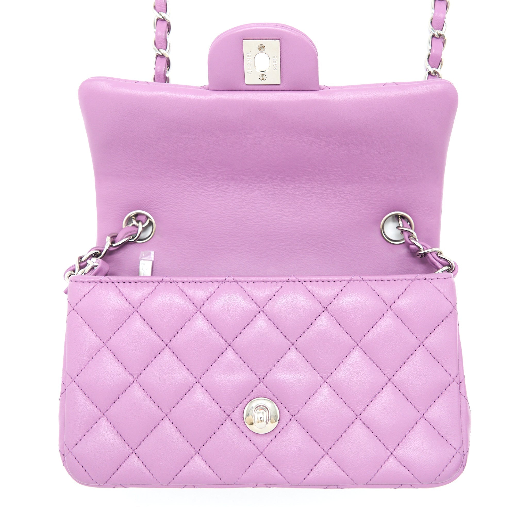 Chanel Mini Rectangular Flap Bag Lambskin Purple