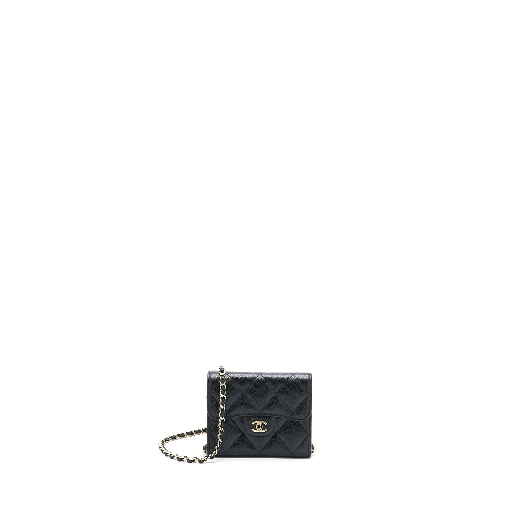 Chanel Card Holder On Chain Caviar Black L