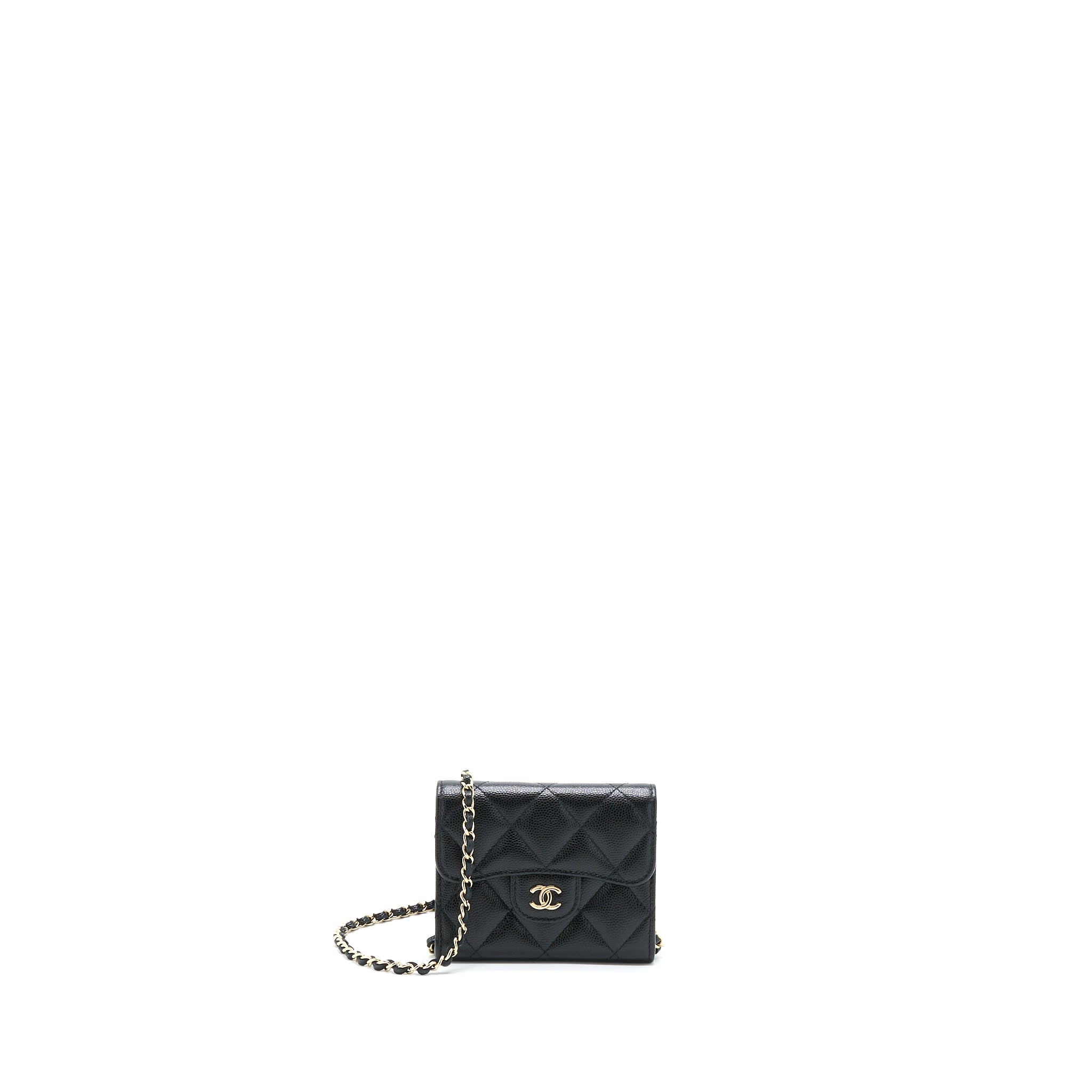 Chanel Card Holder On Chain Caviar Black L